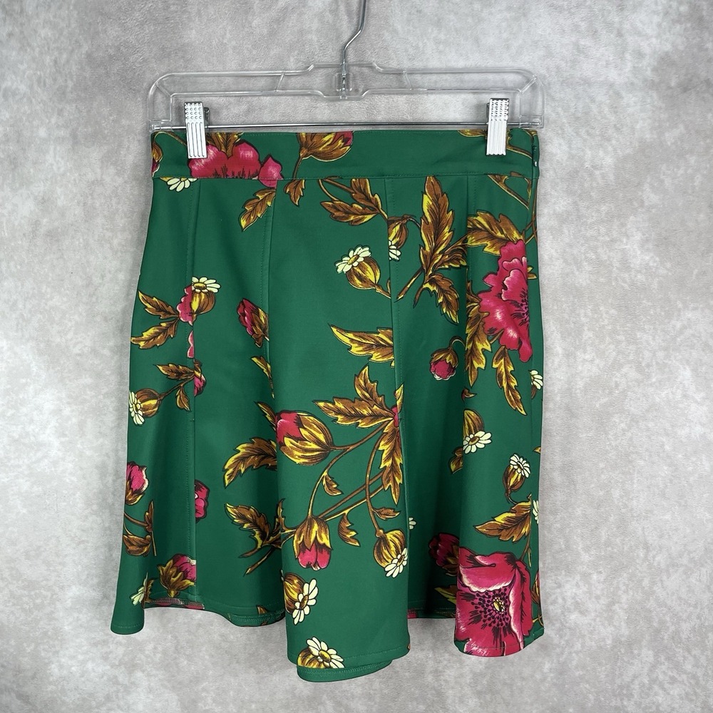 Maeve By Anthropologie Hibiscus Floral Skater Skirt In Green Women's Size US 2 - Picture 5 of 6